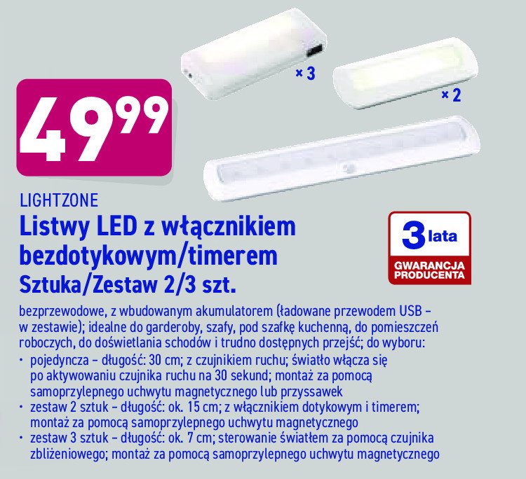 Listwa led z czujnikiem ruchu 7 cm promocja