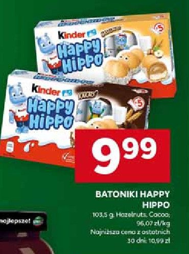 Batoniki croki kakaowe KINDER HAPPY HIPPO promocja w Stokrotka