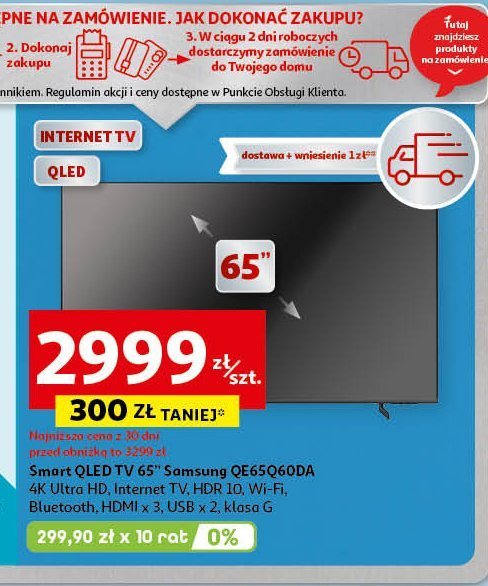 Telewizor 65" qe65q60da Samsung promocja w Auchan