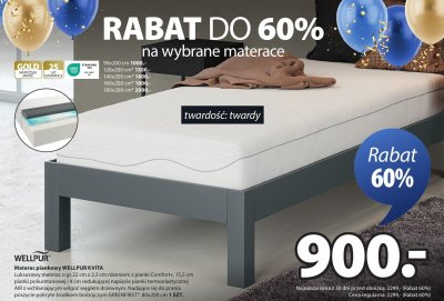 Materac piankowy WELLPUR KVITA promocja w Jysk