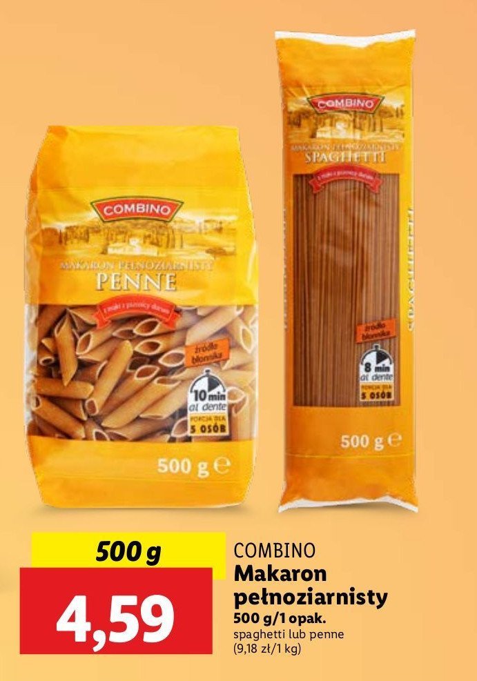 Makaron pełnoziarnisty penne Combino promocja