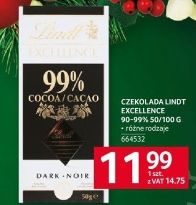 Czekolada Lindt Excellence 90-99% 50/100 g promocja w Selgros