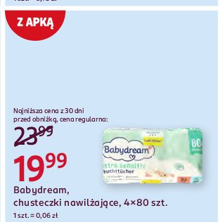 Chusteczki nawilżane extra sensitive Babydream promocja