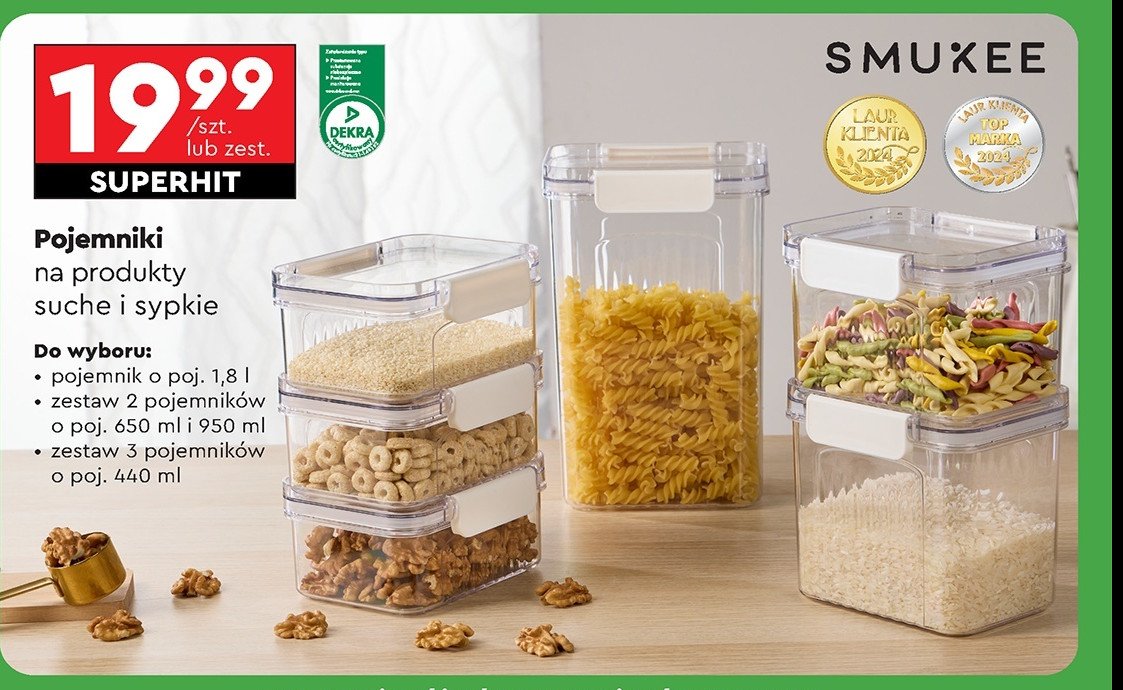 Pojemnik na żywność 440 ml Smukee kitchen promocja w Biedronka