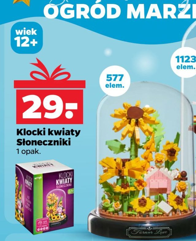 Klocki kwiaty słoneczniki promocja w Netto