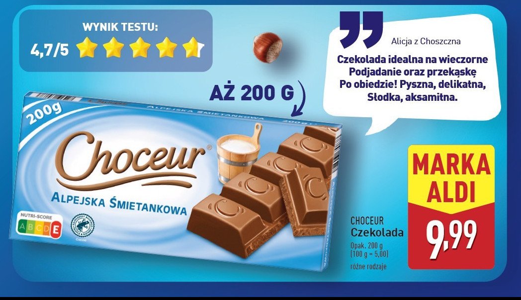 Czekolada alpejska śmietankowa Choceur promocja