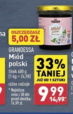 Miód gryczany GRANDESSA promocja w Aldi