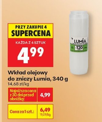 Wkład olejowy do znicza Lumia promocja w Biedronka