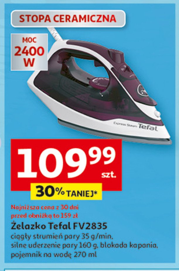 Żelazko fv2835 Tefal promocja w Auchan