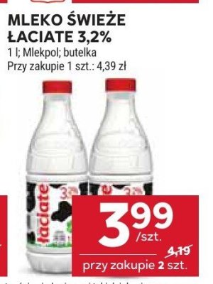 Mleko świeże łaciate 3,2% Mlekpol butelka promocja w Stokrotka