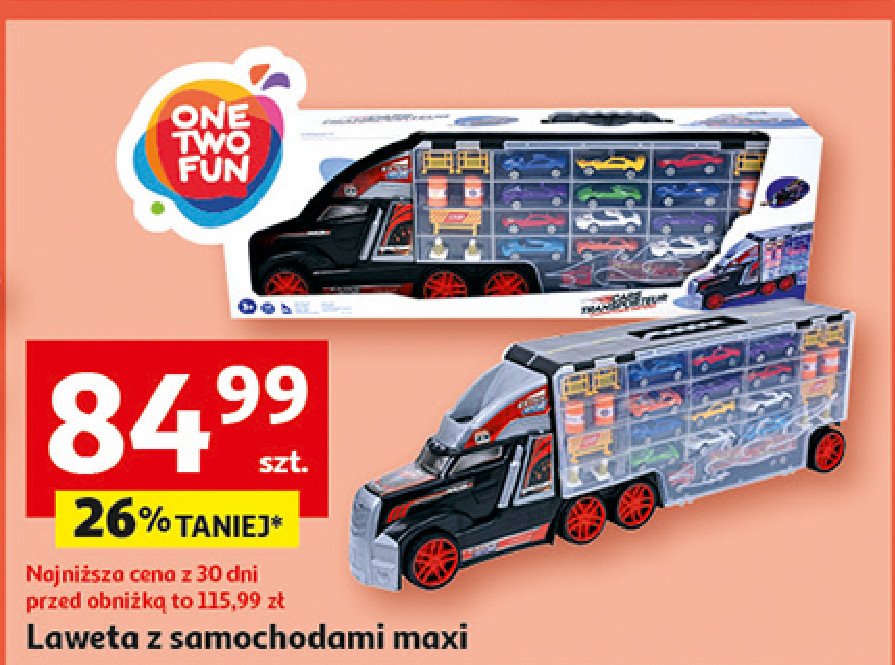 Ciężarówka laweta One two fun promocja w Auchan