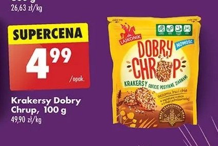 Krakersy obficie posypane ziarnami sezamu lnu i chia Lajkonik dobry chrup promocja