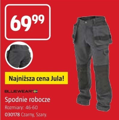 Spodnie robocze BLUEWEAR Czarny, Szary promocja w Jula
