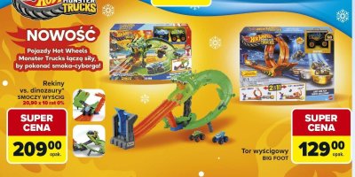 Pojazdy Hot Wheels Monster Trucks Rekiny vs. dinozaury SMOCZY WYŚCIG Hot Wheels promocja w Carrefour