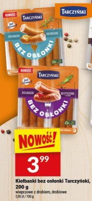 Kiełbaski bez osłonki Tarczyński, 200 g promocja w Twój Market