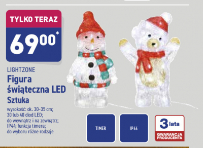 Figurka świąteczna led 35 cm bałwan Light zone promocja
