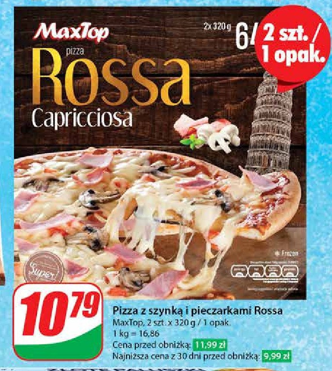 Pizza rossa z szynką i pieczarkami Maxtop promocja