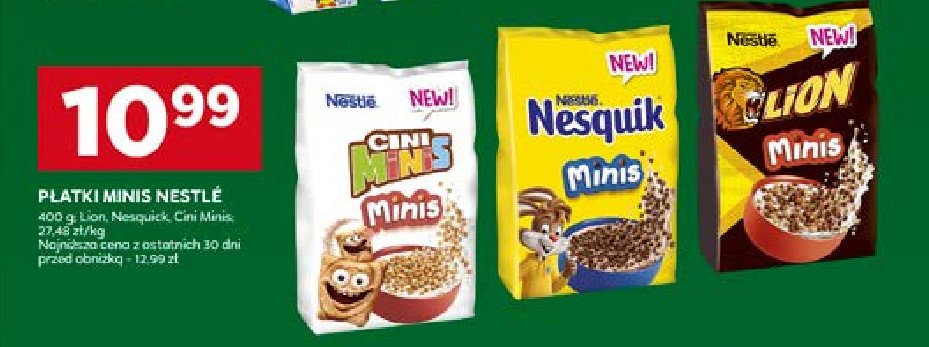 Płatki śniadaniowe minis Nesquik promocja