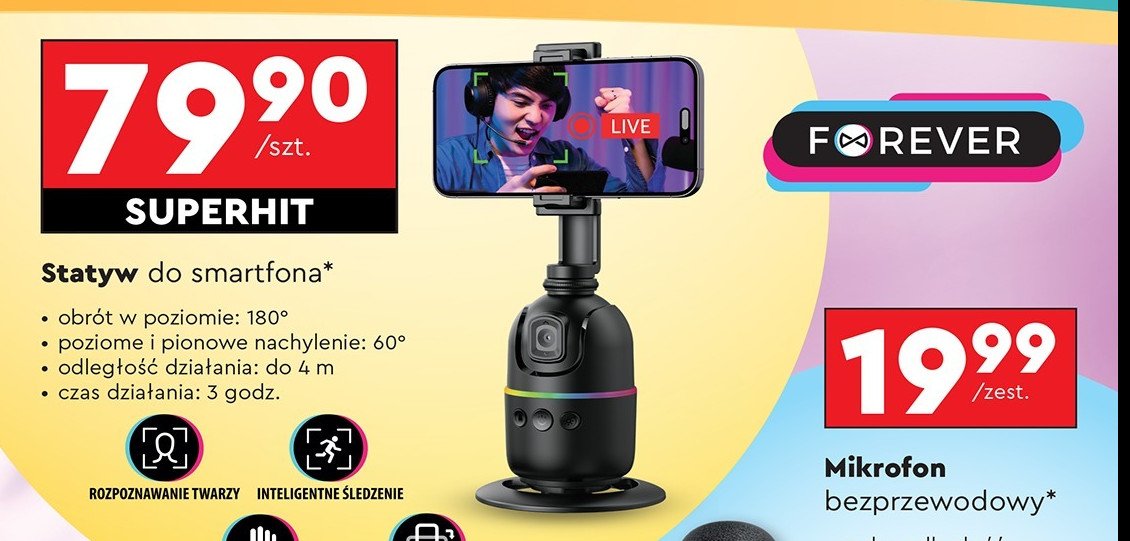 Statyw do smartfona Forever promocja w Biedronka