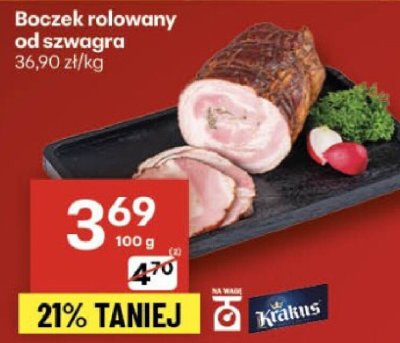 Boczek rolowany od szwagra promocja w Delikatesy Centrum