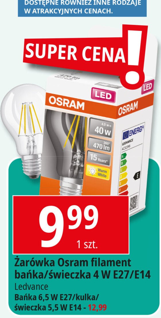 Żarówka bańka 6.5w e27 Osram promocja