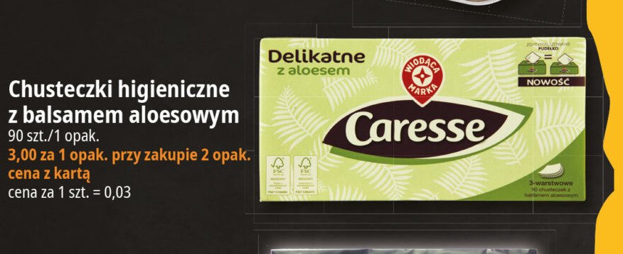 Chusteczki higieniczne aloes Wiodąca marka caresse promocja