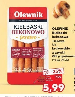 Kiełbaski bekonowo-serowe Olewnik promocja
