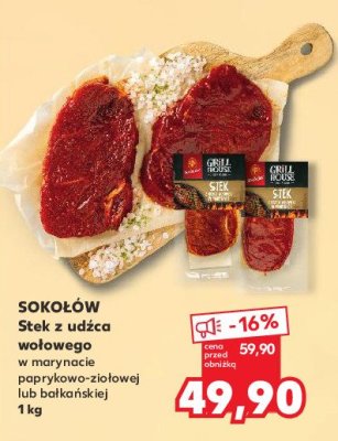 Stek z udźca wołowego w marynacie paprykowo-ziołowej Sokołów grill house promocja