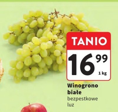 Winogrono białe bezpestkowe luz promocja w Intermarche