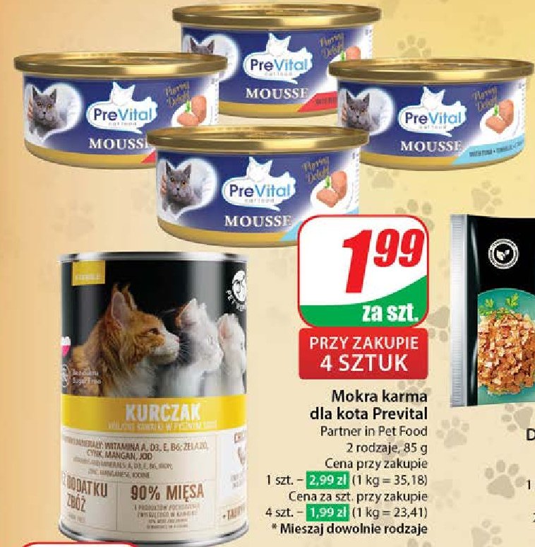 Karma dla kota z wołowiną Prevital promocja w Dino