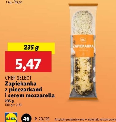 Zapiekanka z pieczarkami i serem mozzarella Chef select promocja