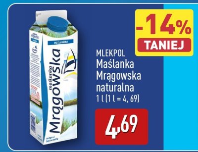 Maślanka Mrągowska naturalna  promocja w Aldi