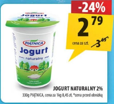 Jogurt naturalny 2% Piątnica promocja w Arhelan