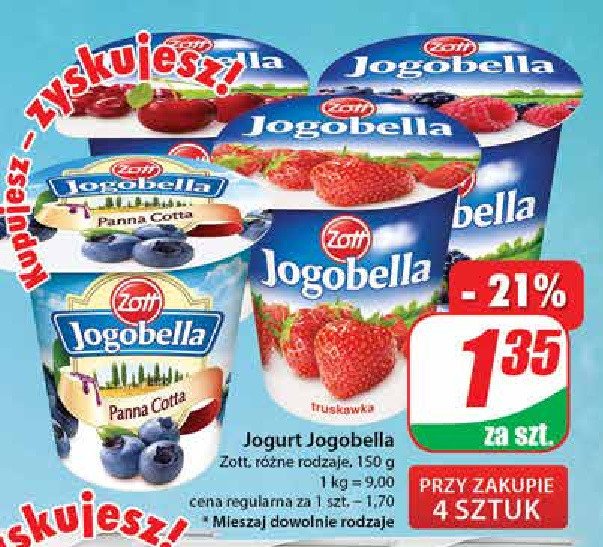 Jogurt z jagodami Zott jogobella panna cotta promocja