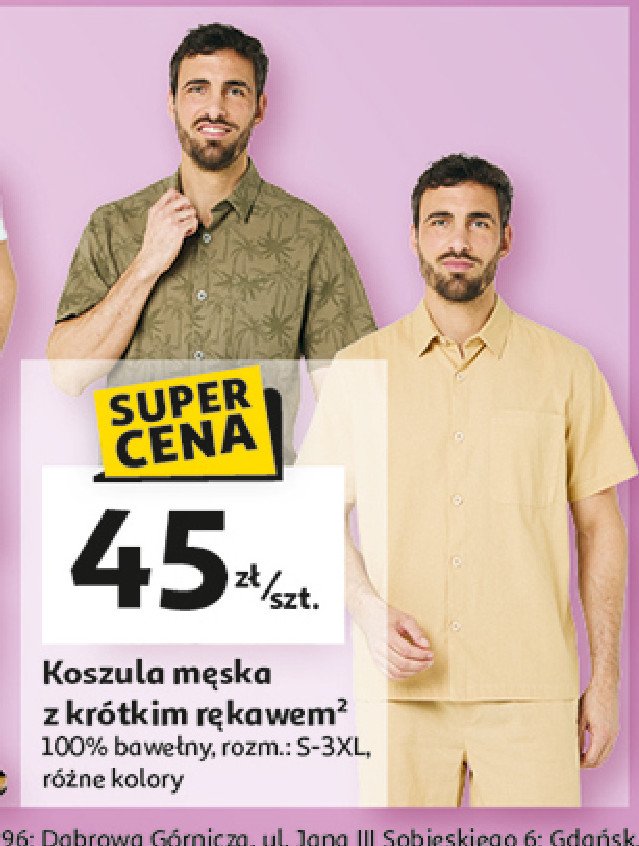 Koszula męska krótki rękaw s-3xl promocja w Auchan