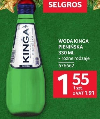 Woda KINGA PIENIŃSKA 330 ml różne rodzaje promocja w Selgros