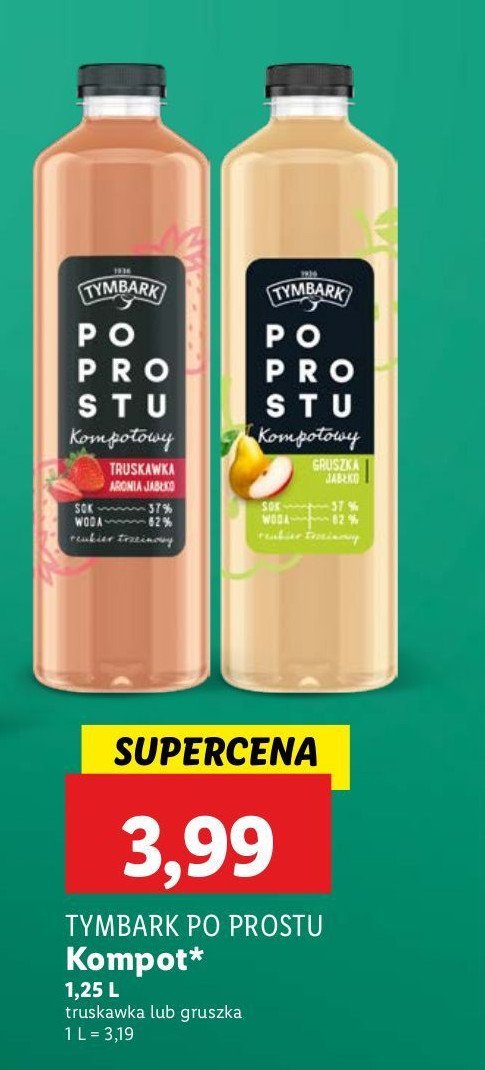 Napój truskawka Tymbark po prostu promocja