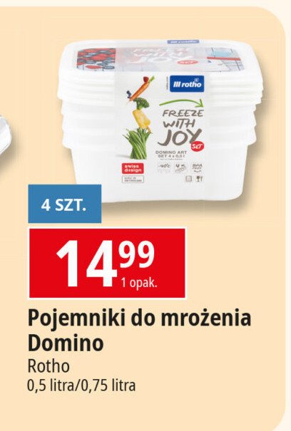 Pojemnik do zamrażaki domino 750 ml Rotho promocja