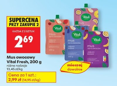Mus owocowy różne rodzaje promocja w Biedronka