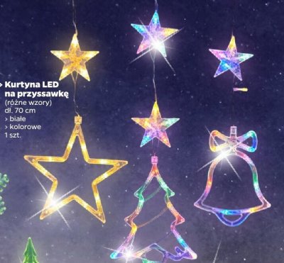 Kurtyna LED na przyssawkę (różne wzory) dł. 70 cm białe światło świąteczne promocja w Netto