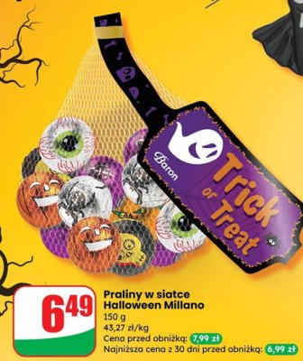 Praliny w siatce Halloween Millano promocja w Dino