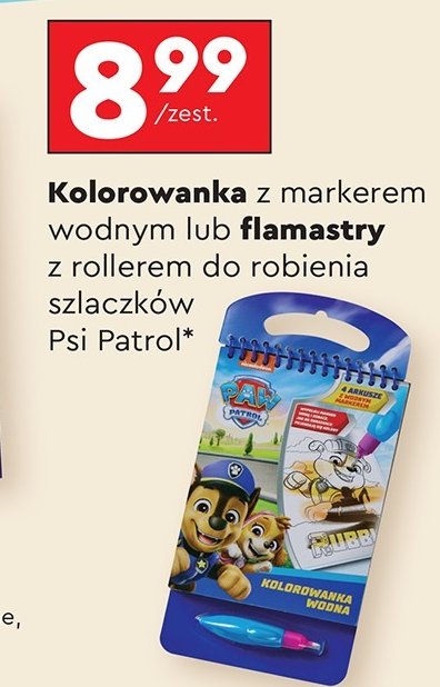 Kolorowanka z markerem wodnym psi patrol promocja w Biedronka