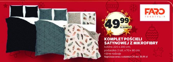 Komplet pościeli 220 x 200 cm + 2 x 70 x 80 cm Faro promocja w Stokrotka