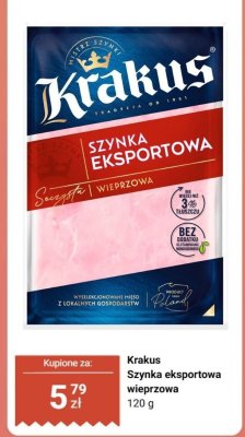 Szynka eksportowa Krakus wieprzowa 120 g promocja w Biedronka