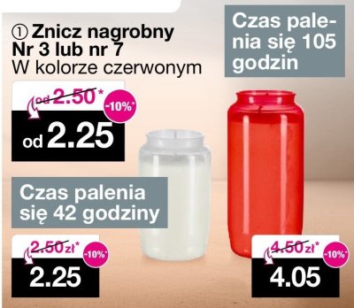 Znicz nagrobny Nr 3 lub nr 7 w kolorze czerwonym promocja w Woolworth