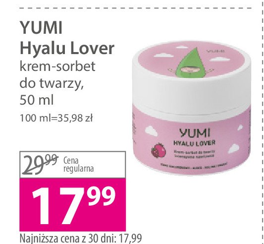 Krem-sorbet do twarzy hyalu lover Yumi cosmetics promocja