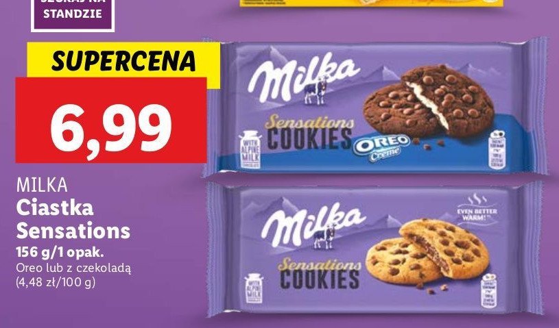 Ciastka kakaowe z kawałkami czekolady Milka cookies sensations promocja