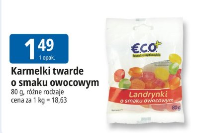 Karmelki twarde o smaku owocowym ECO+ promocja w Leclerc