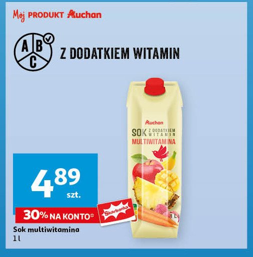 Sok multiwina z dodatkiem witamin Auchan różnorodne (logo czerwone) promocja