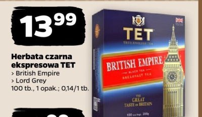 Herbata czarna ekspresowa TET Lord Grey promocja w Netto